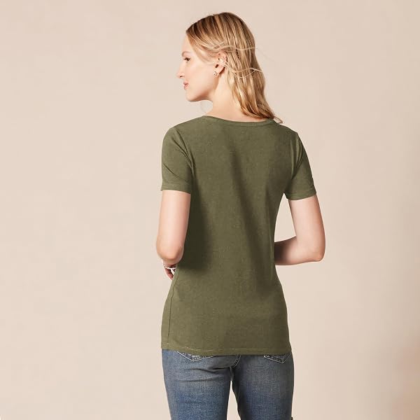 Amazon Essentials Women's Regular-Fit Short-Sleeve T-Shirt (Crewneck and V-Neck Options), Multipacks - 3