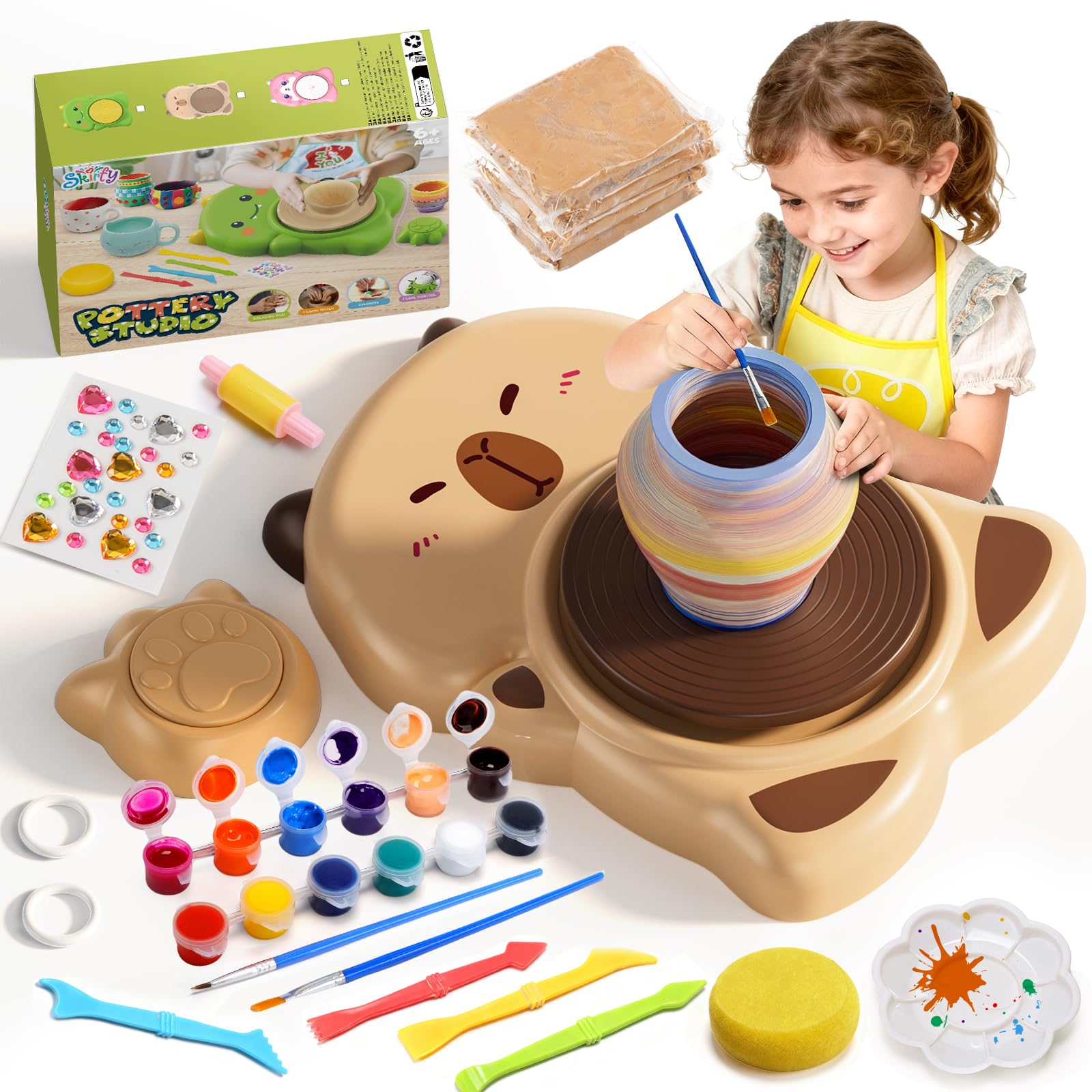 Skirfy Mini Pottery Wheel Machine Kit for Beginners Kids with Light...