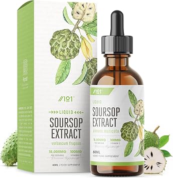 Liquid Soursop Extract Drops 18,000mg   60ml   High Potency Formula with 200mg Vitamin C & Green Tea   Fast Absorption by Alpha01