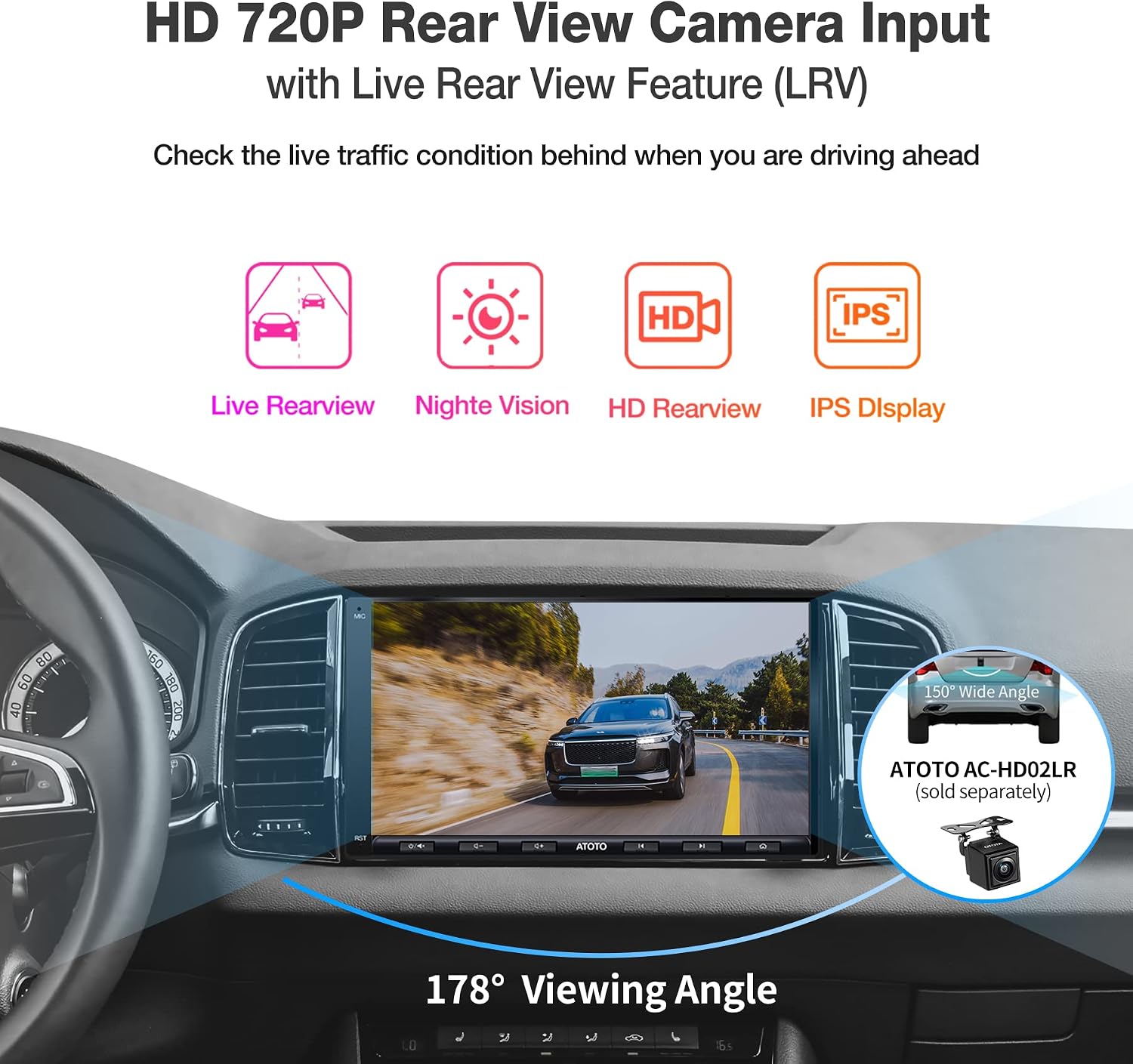 ATOTO A6PF Android Double-DIN Car Stereo, Wireless CarPlay, Wireless Android Auto, Mirrorlink, 7" Touchscreen in-Dash Navigation, GPS Tracker, WiFi/BT/USB Tethering, HD LRV, 2G+32G, A6G2A7PF