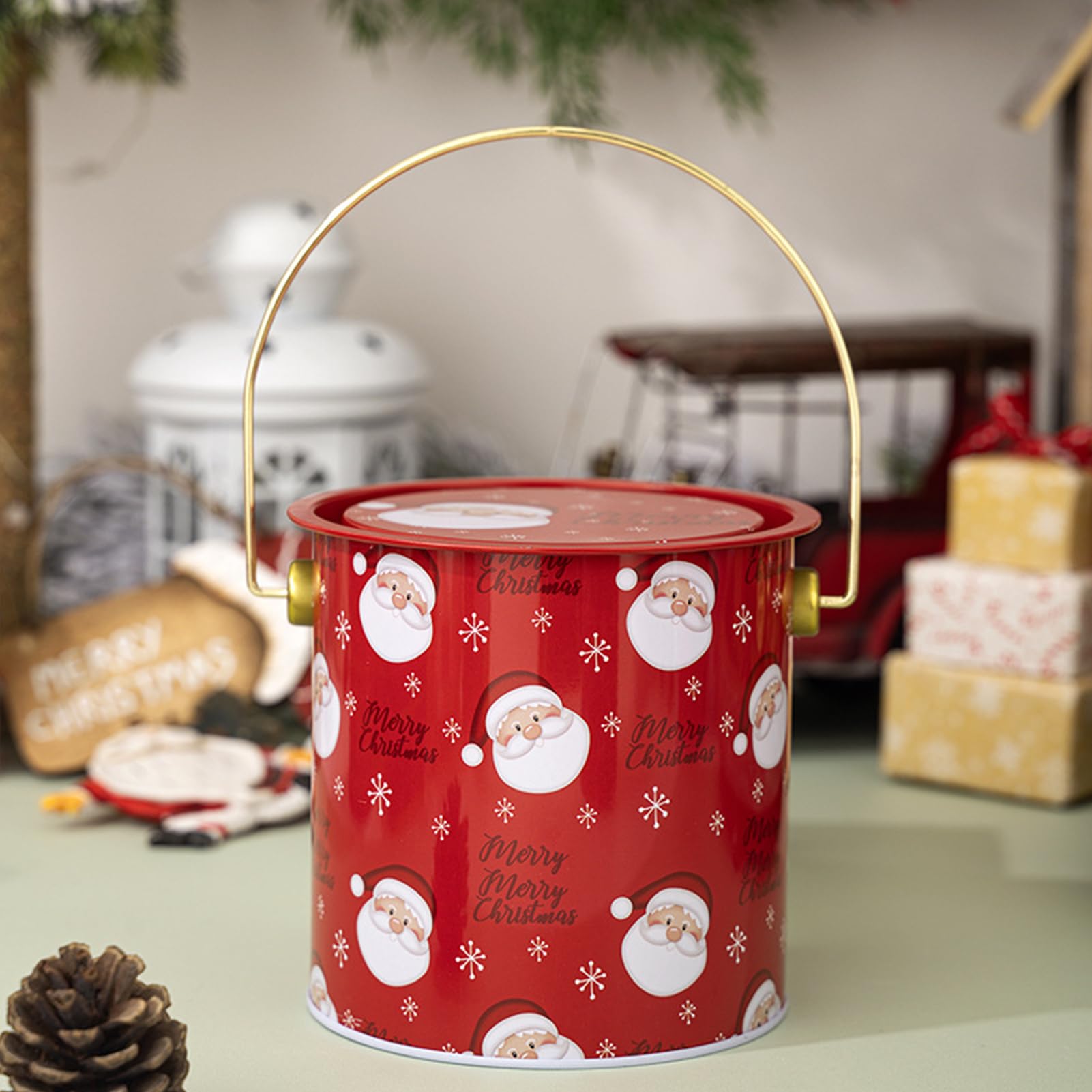Scatole natalizie, contenitori per cioccolatini, biscotti natalizi con | manico e coperchio, per cuocere alimenti, panetteria, esposizione di cioccolatini, eventi