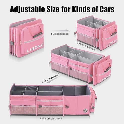 Miniatura 3 de LIBZAKI - Organizador de almacenamiento 4 en 1 para maletero, caja de almacenamiento plegable con múltiples compartimentos con hielera para