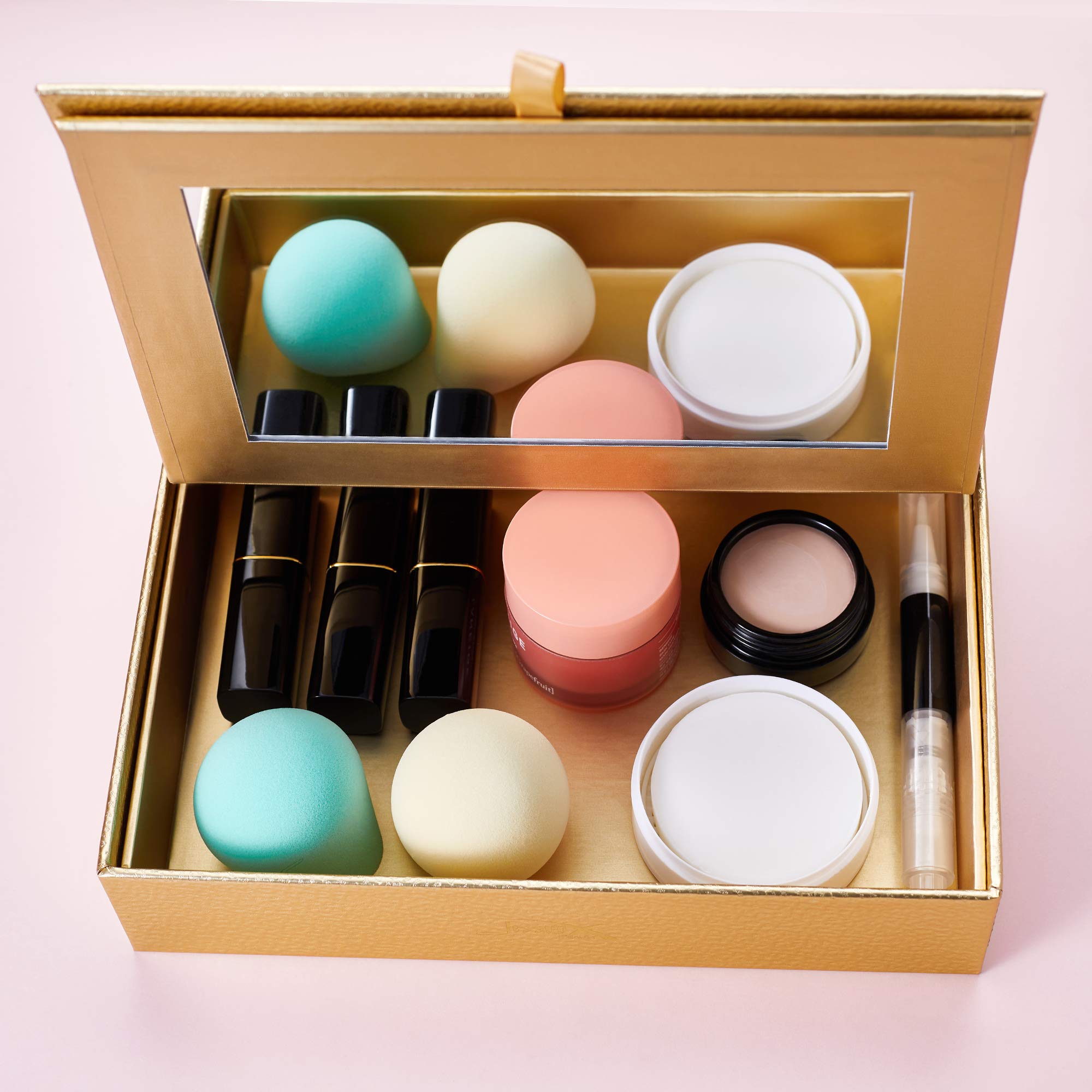 Jessup Lot de 25 pinceaux de maquillage professionnels pour fard à paupières, poudre, fond de teint, blush, anti-cernes avec boîte de rangement pour produits cosmétiques, Blushing Bride T295
