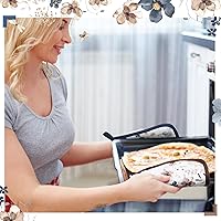 Vista 4 de Juego de 6 toallas de cocina con estampado floral de amapola marrón primavera, guantes de horno y agarraderas, decoración de flores silvestres