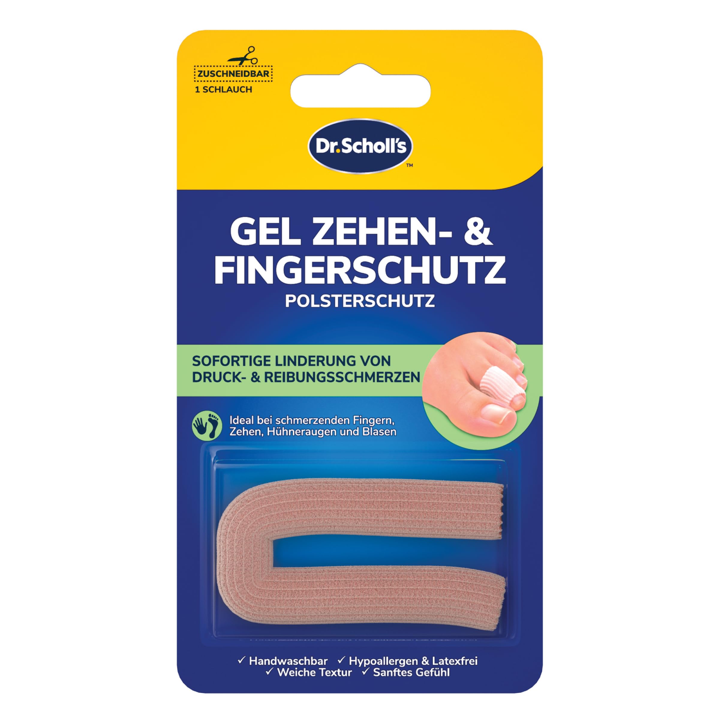 Dr. Scholl's Gel-Zehenschutz aus Silikon für Damen und Herren – bei schmerzenden Fingern, Zehen, Hühneraugen und Blasen, Zehenbandage, Individuell Zuschneidbar, Handwaschbar