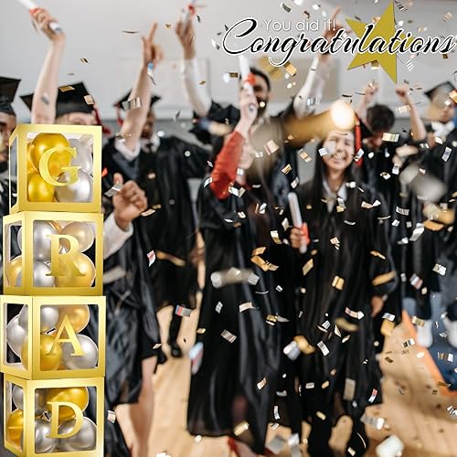 Miniatura 5 de Cajas de bebé con letras para baby shower, 4 cajas de globos transparentes con 60 letras para decoraciones de revelación de género, bloques de bebé