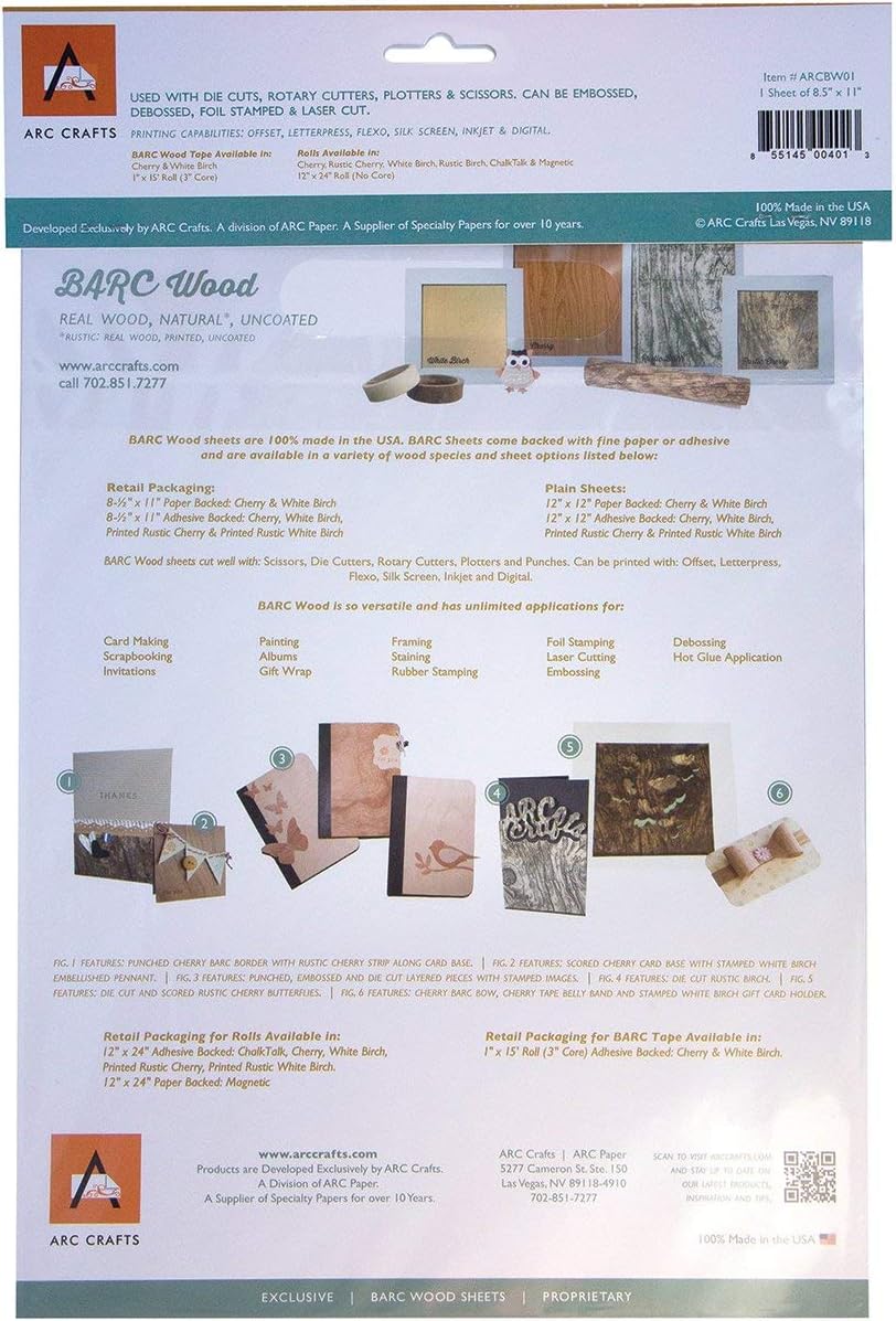 Barc Wood Sheet W/Paper Backing 8.5"X11"-White Birch