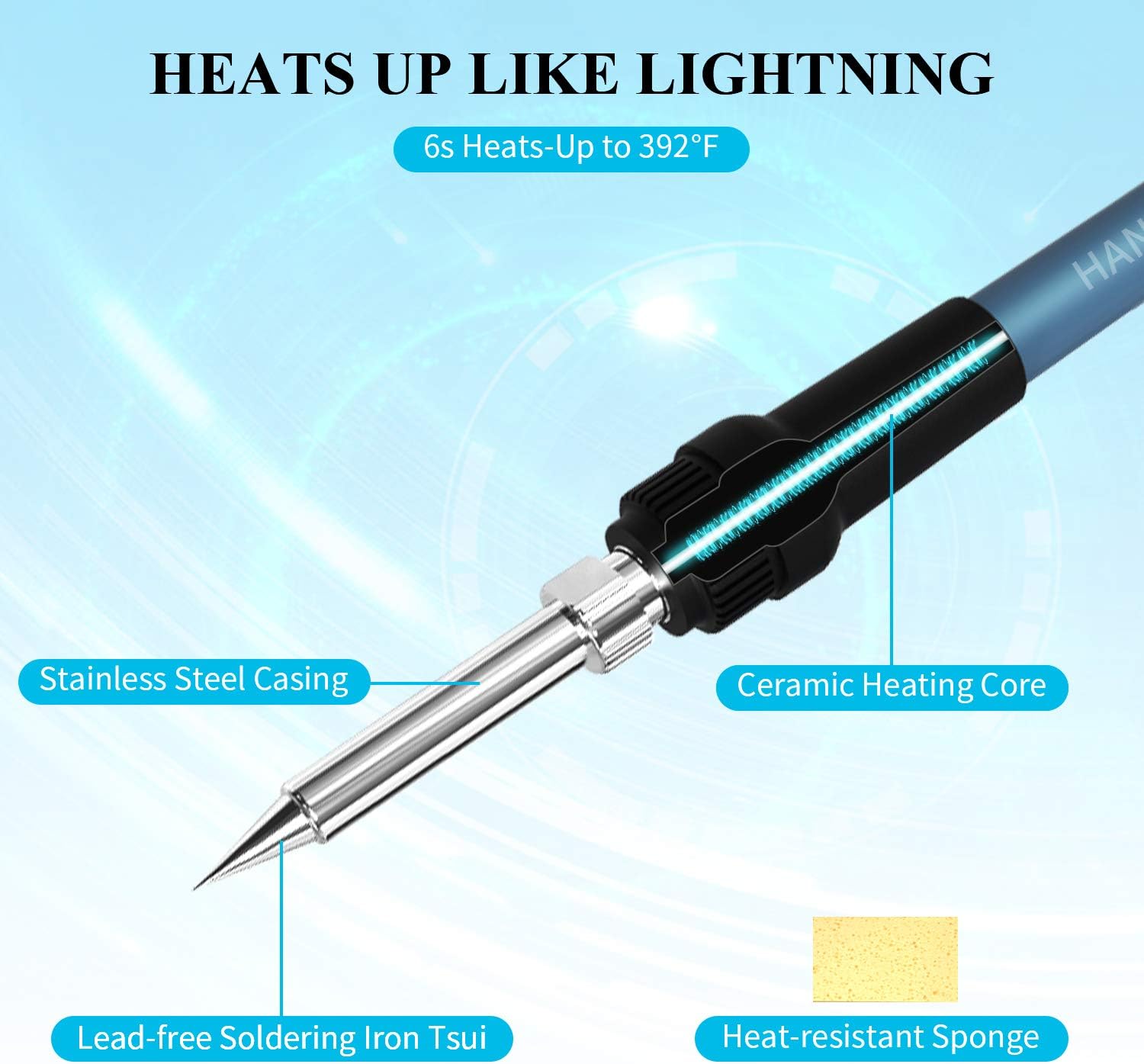 Review HANMATEK Durable Soldering Station,392℉-896℉ Smart Temperature Control 6 Seconds Rapid Heating Safety Certified Soldering Iron Station Soldering kit with Solder Bracket,Heat- Resistant Sponge SD1