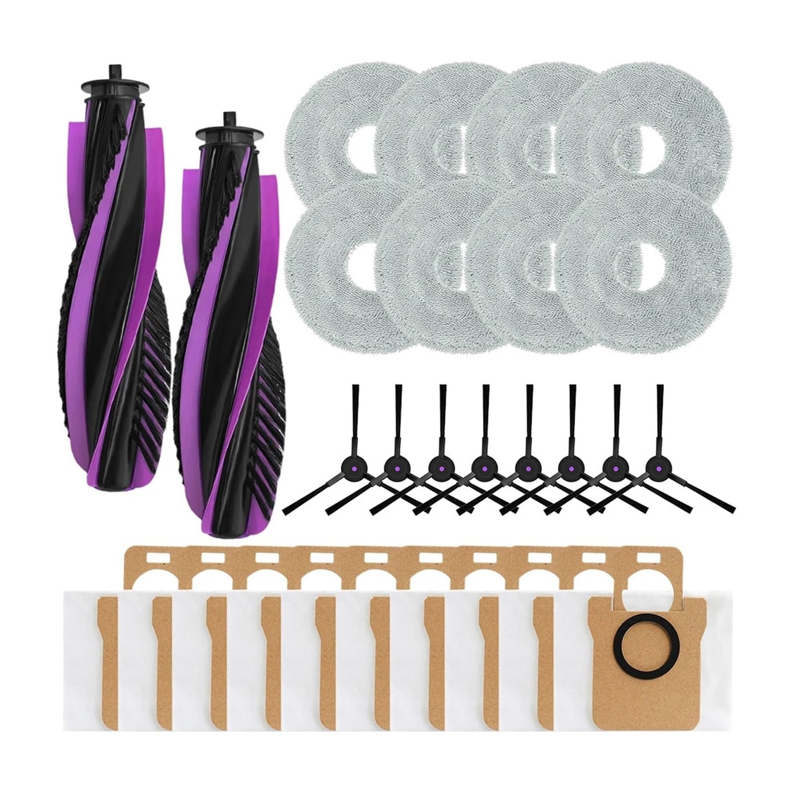 Cepillo Principal/bolsas De Polvo/cepillos Laterales/paños De Fregona, Compatible Con Piezas De Recambio De Aspiradora Robot JONR,T5 Pro(SET B)