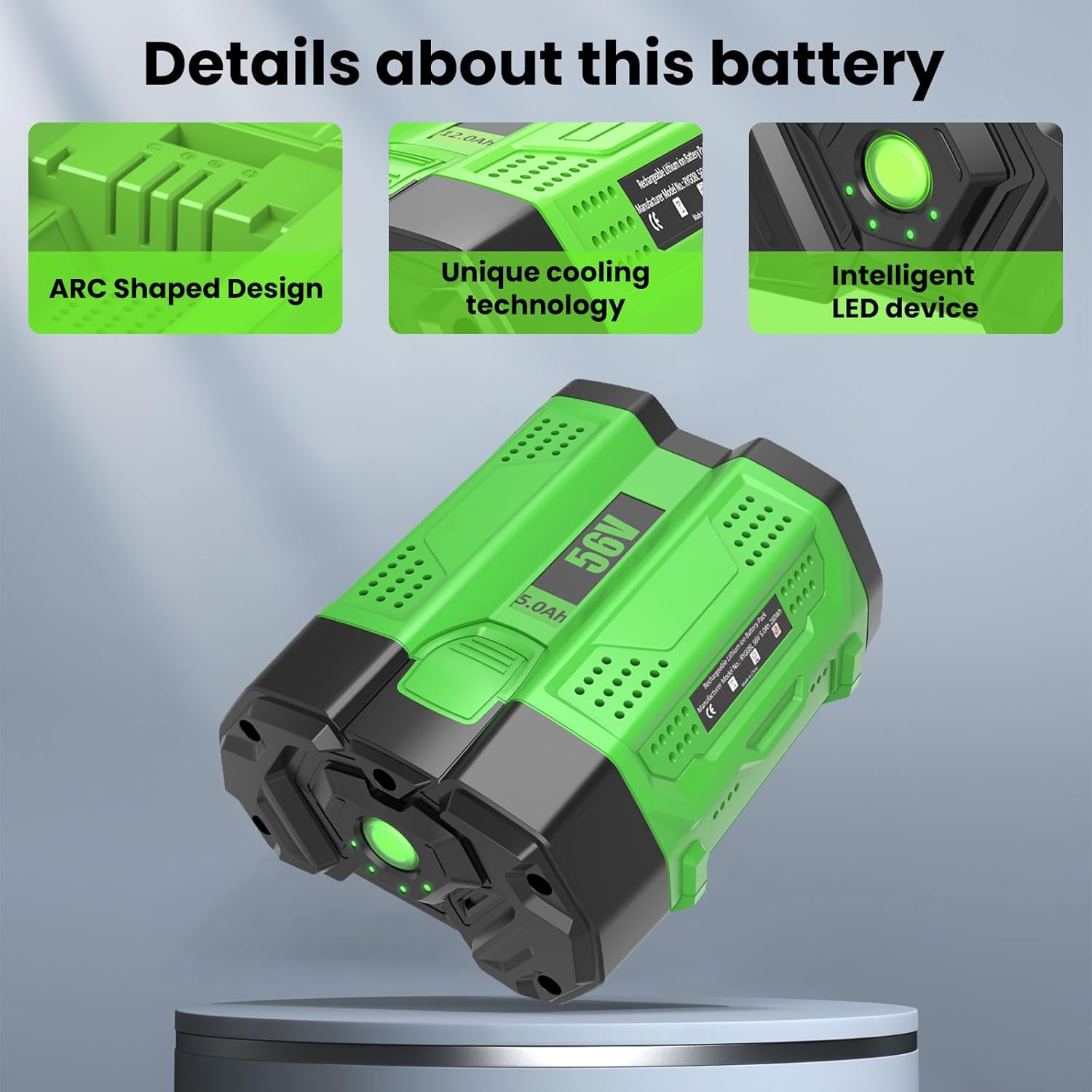 Upgraded to 5.0Ah Replacement for EGO Battery 56V Compatible with EGO 56 Volt Batteries BA2800 BA2800T BA4200 BA1400(Multi-5.0Amps) - Image 3