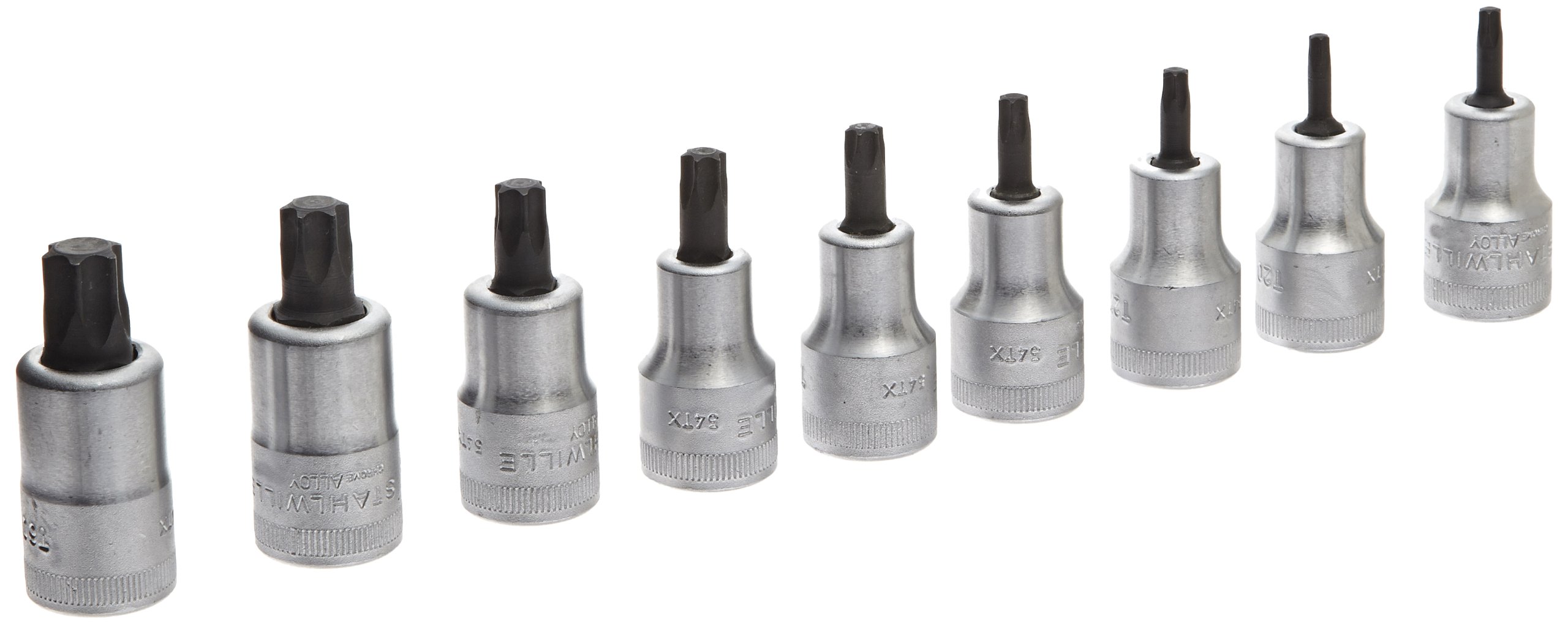 Stahlwille96031004 1/2" Screwdriver Socket Set - 9 Piece Set for Inside Torx Screws, Made of Chrome Alloy Steel with Chrome Plated Finish, 820g Weight, in Carton Packing, Made in Germany