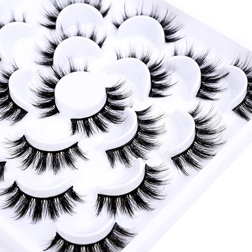 Miniatura 2 de Pestañas postizas, 10 pares de pestañas naturales esponjosas, largas, gruesas, esponjosas, pestañas suaves hechas a mano, para uso diario