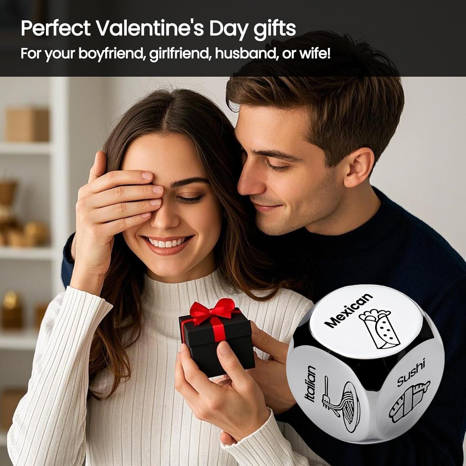 Stocking Stuffers for Men Women,Food Dice,Anniversary Steel Food Decision Dice Couple Gifts for Women Men Birthday Wedding Funny Gifts for Boyfriend,Girlfriend,Men,Women,Wife,Husband