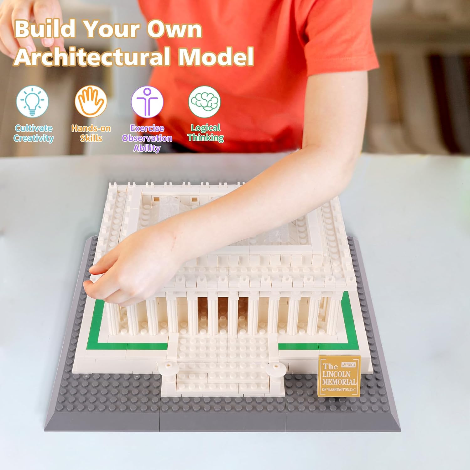 Oichy Building Blocks Set, Famous Building and Architecture Model Set, (979Pieces) Toys Gifts for Kids and Adults, Lincoln Memorial