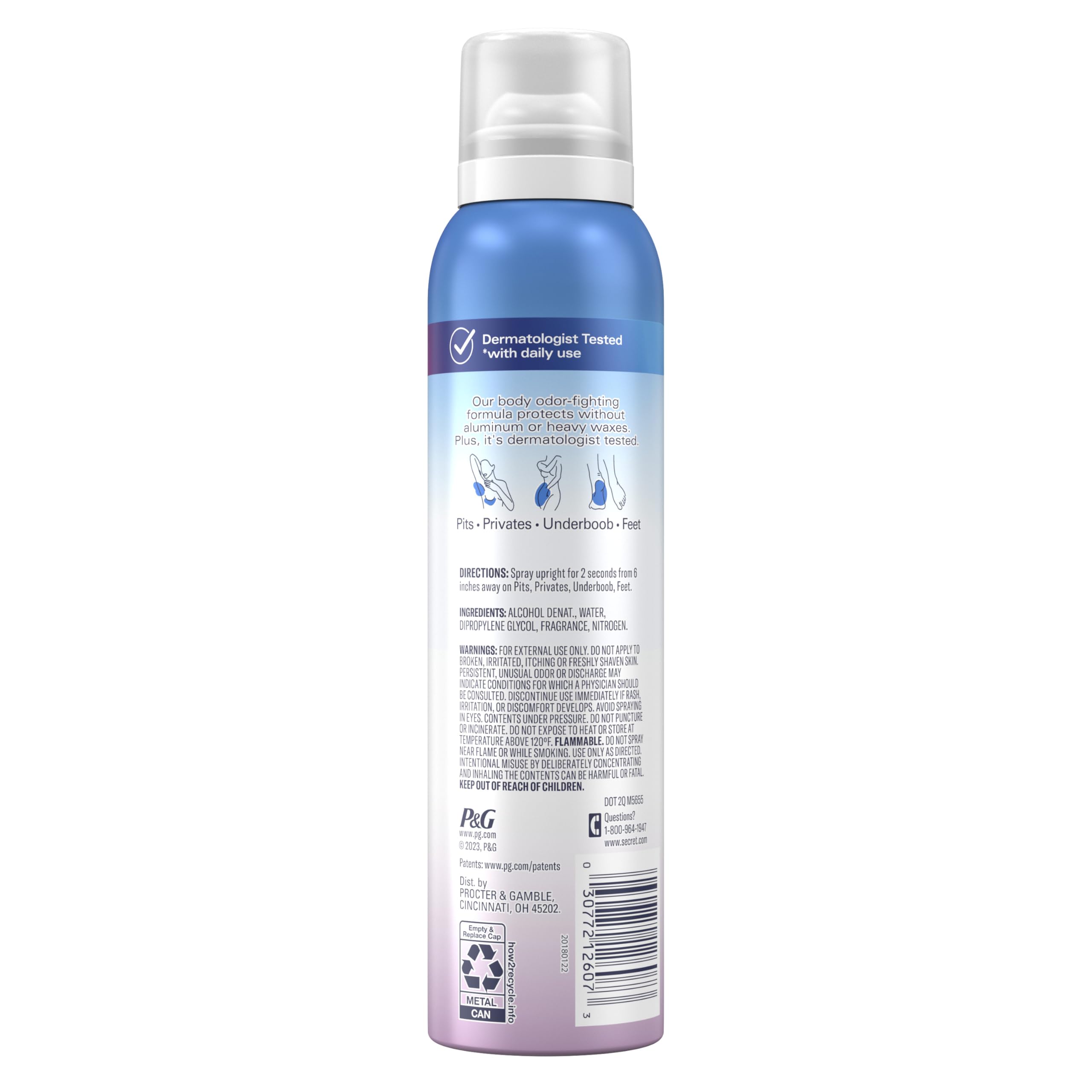 Secret Whole Body Feminine Wash + Deodorant Spray Bundle for Women, Lilac + Waterlily Scent, Aluminum Free, Odor Protection, 8 oz & 3.5 oz (Pack of 2)