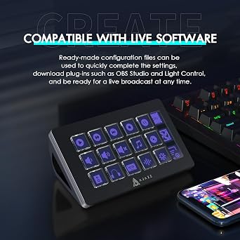 AKP153 Studio Deck, Stream Controller, 15 Macro Keys, Trigger Actions in Apps and Software Like OBS, YouTube, Twitch, Custom Console for Photo and Video Editing, Live Streaming, PC/Mac (Black)