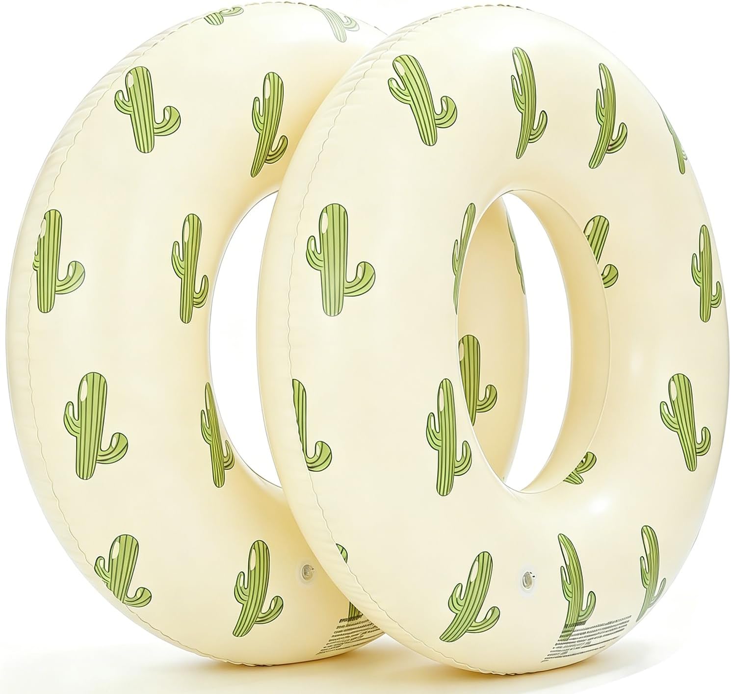 2 Pack Cactus Striped Inflatable Swim Ring, Adult Float for Beach & Swimming Pool