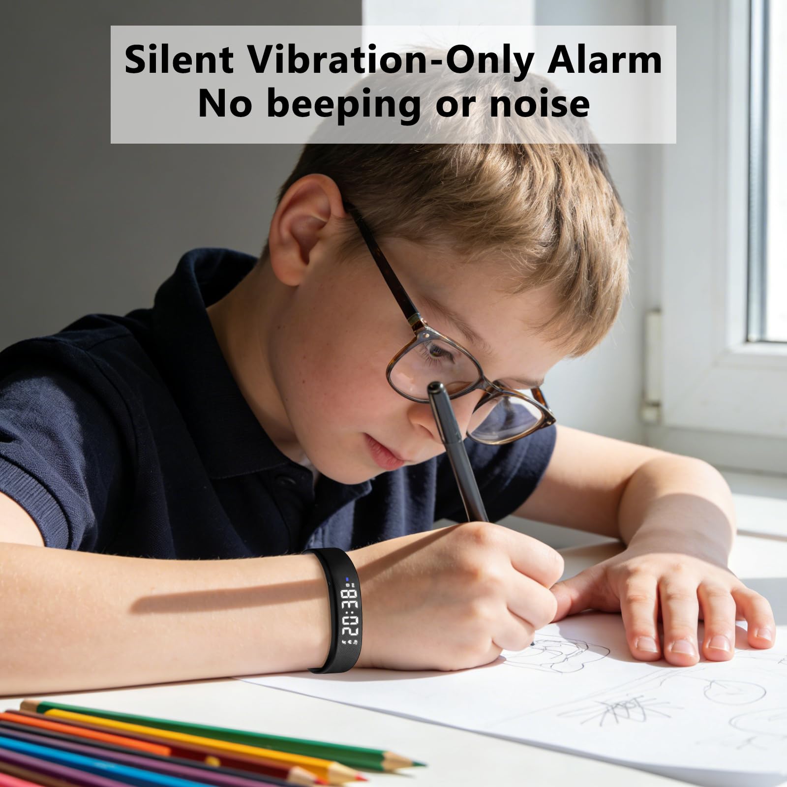 Orologio fitness tracker per bambini con contapassi, non richiede app, orologio digitale per sport all'aria aperta, per ragazzi e ragazze dai 5 ai 13 anni, con sveglia a vibrazione, cronometro
