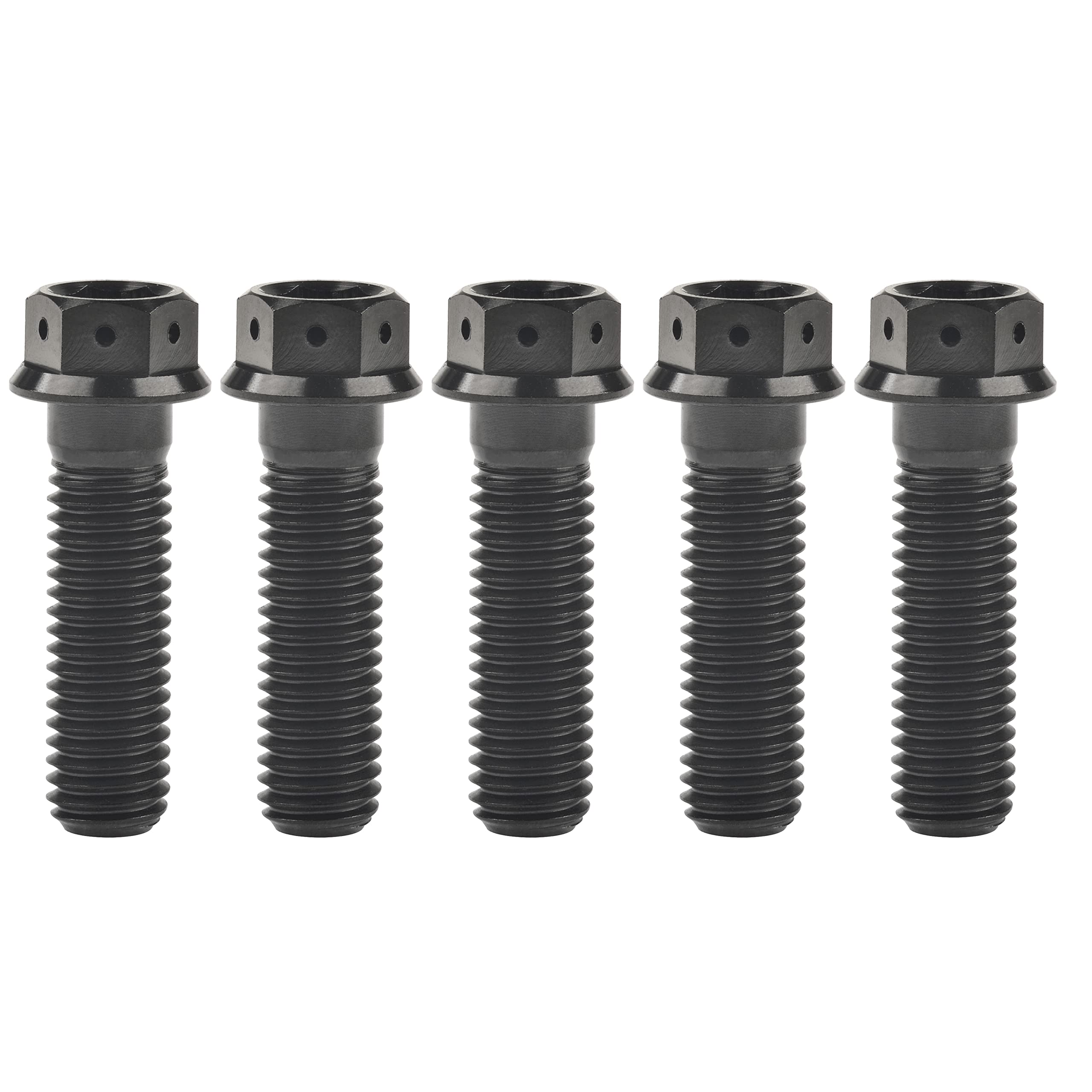Ruifu Titanium M6 M8 M10 10 15 20 25 30 35 40 45 50 55 60 65 70 75 80 85 90mm Flange Allen Key Head Bicycle Bolts Screws Pack of 5 (Black, M10x35mm Pitch1.5)