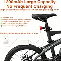 Vista 4 de Luces traseras inteligentes para bicicleta con luz de giro impermeable IP65 luz para bicicleta recargable USB ultra brillante advertencia