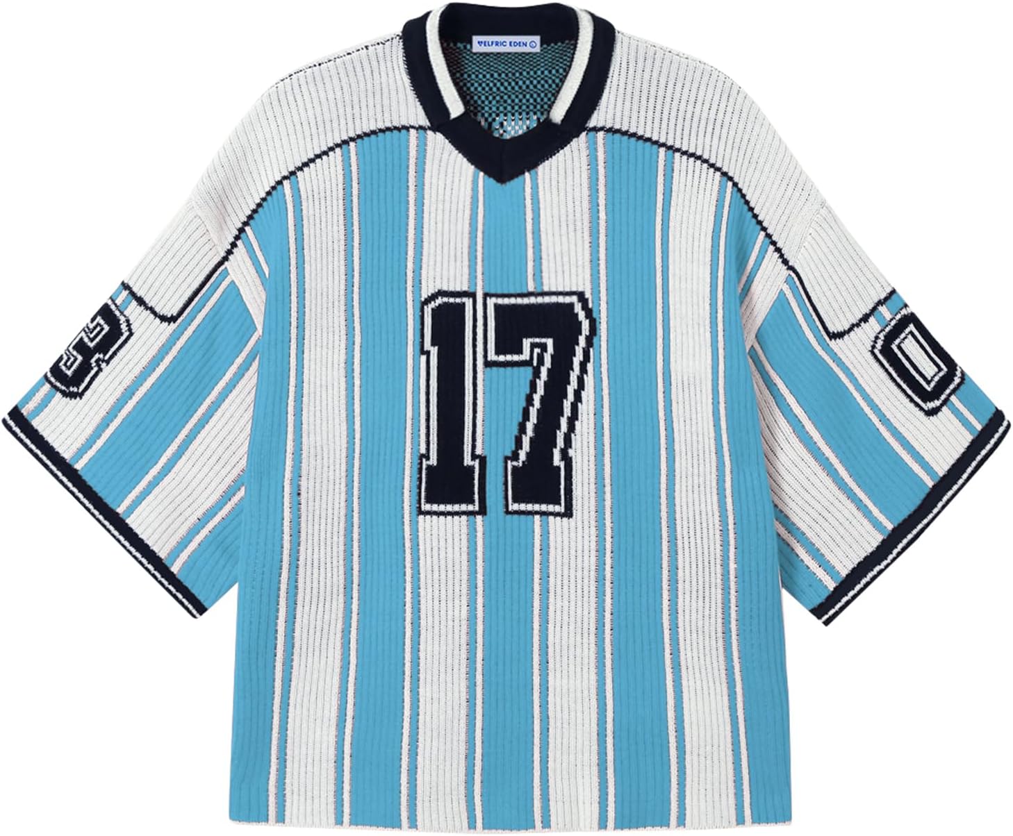 Aelfric Eden Oversized Sweaters Number Stripe Graphic Unisex Baggy Three-Quarter Sleeve Football Jersey Trendy Tops - Image 2