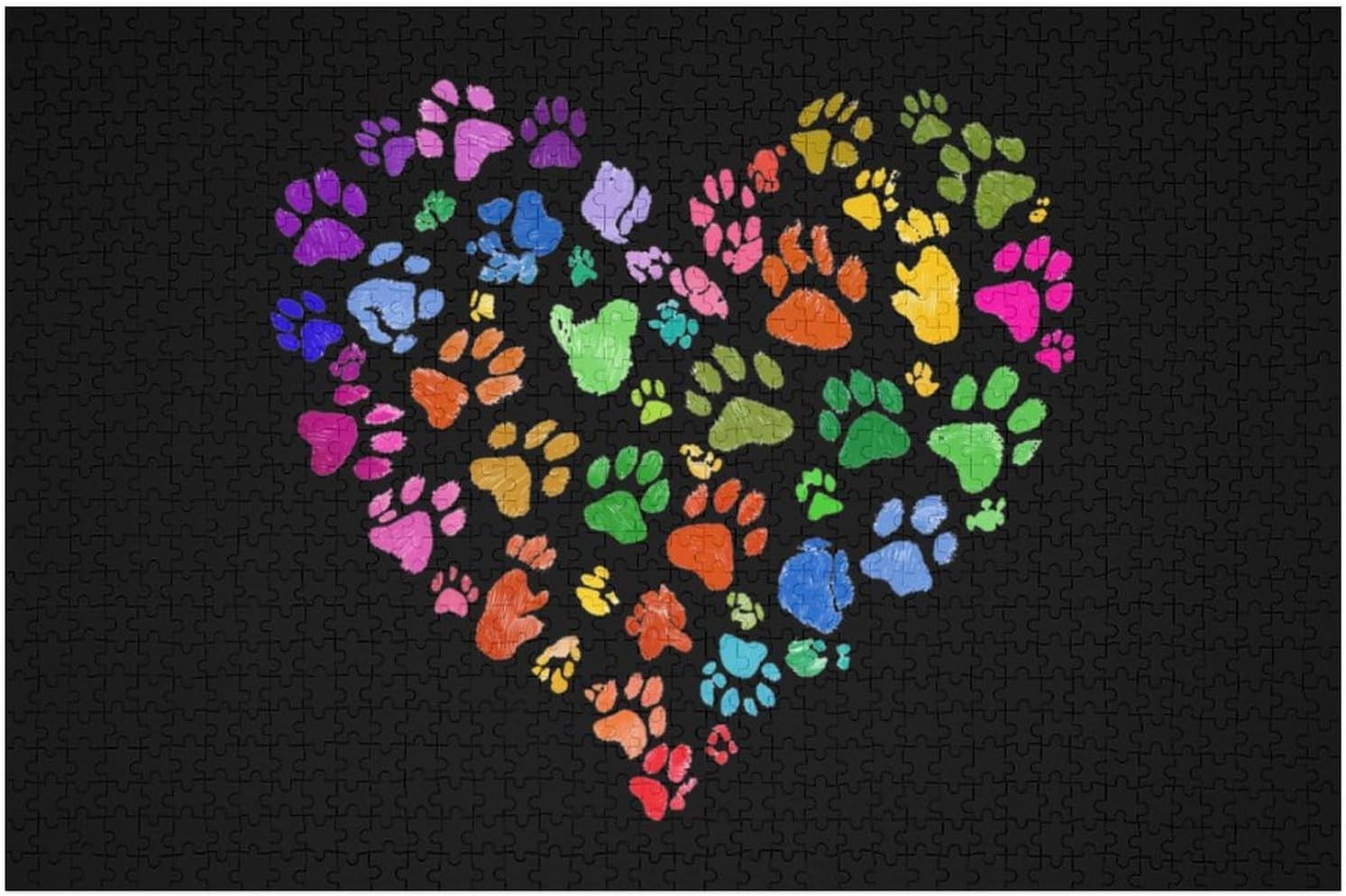 Paw Print Love Puzzles for Adults 1000 PCS Wooden Jigsaw Puzzle Wall Decor Christmas