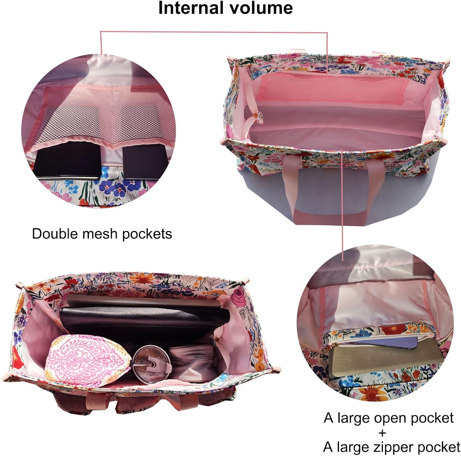 ESVAN Utility Tote Bag with Zip Top Waterproof Teacher Tote Bag for Teacher Work Women Beach - Image 6