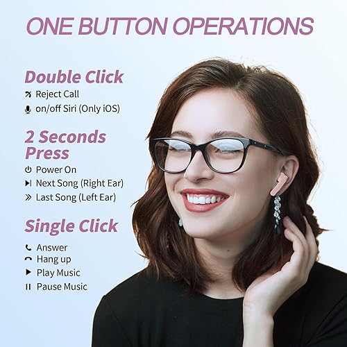 Miniatura 7 de Auriculares inalámbricos, auriculares Bluetooth mini inalámbricos en el oído con micrófono ENC con cancelación de ruido, 30 horas con estéreo de