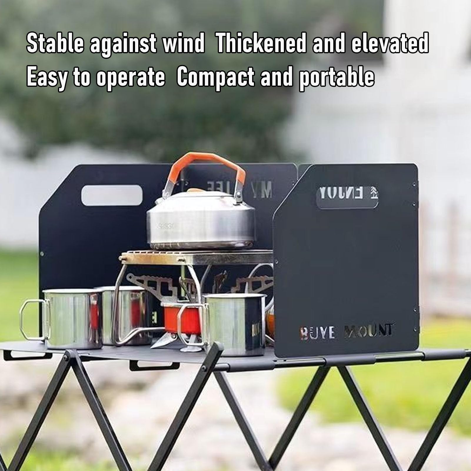 Dilwe Parabrisas de Estufa de Camping, Parabrisas de Estufa de Gas Plegable de 4 Placas con Bolsa de Almacenamiento para Picnic Al Aire, Mochilero, Cocina, Negro