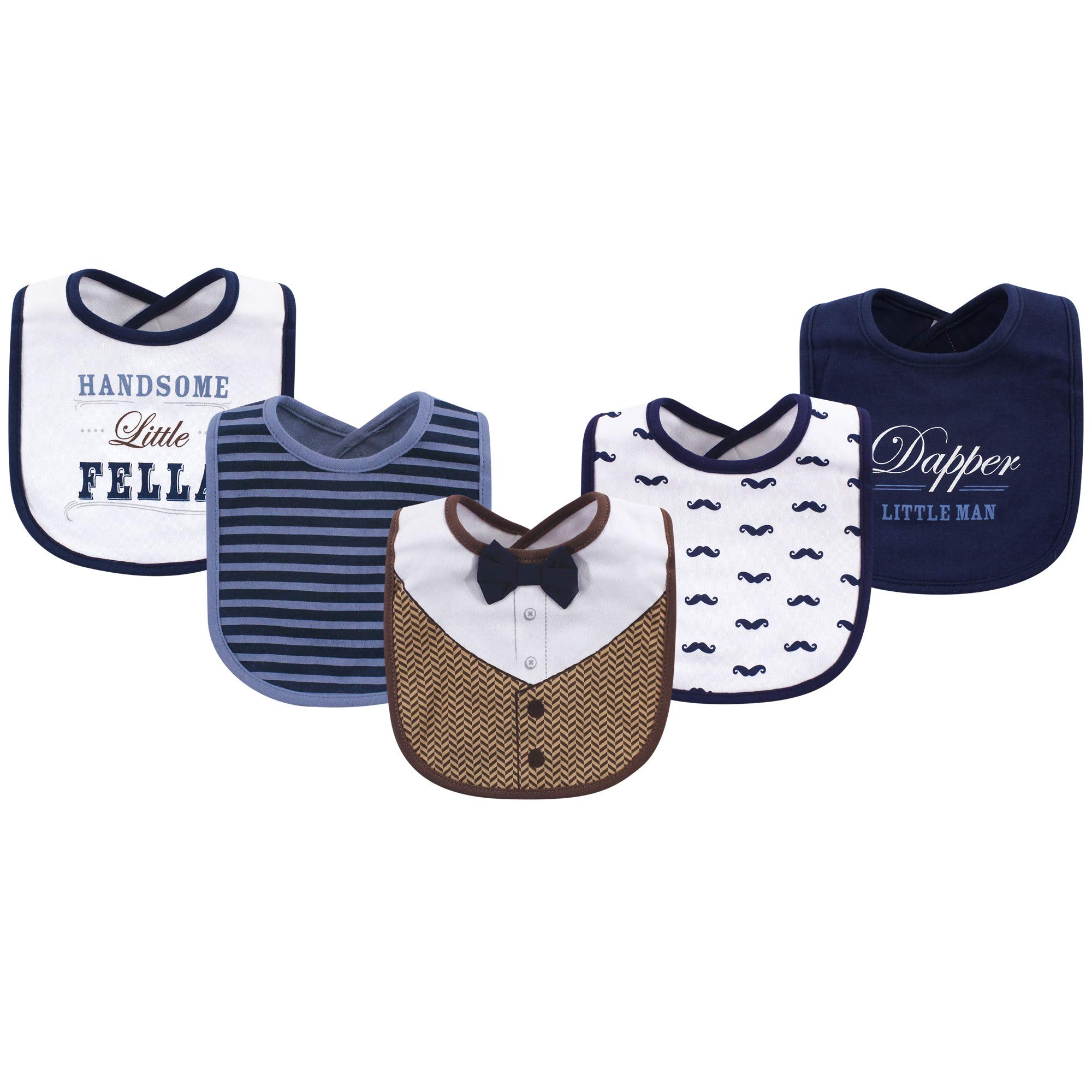 Little Treasure Unisex Baby Cotton Bibs, Handsome Fella 5-Pack, One Size
