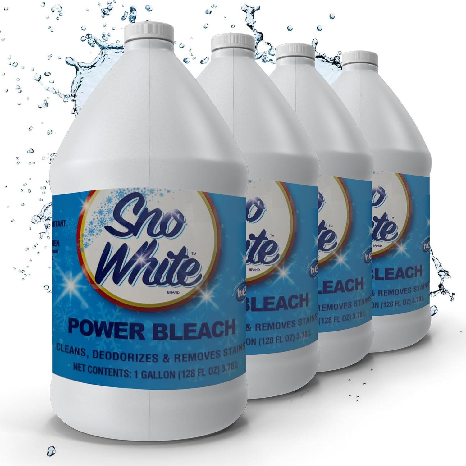 Sno White Bleach - Liquid Cleaner for Kitchen Countertops, Bathroom Floors, & Laundry - Every Day Bleach - 2-Pack 1 Gallon Bottles