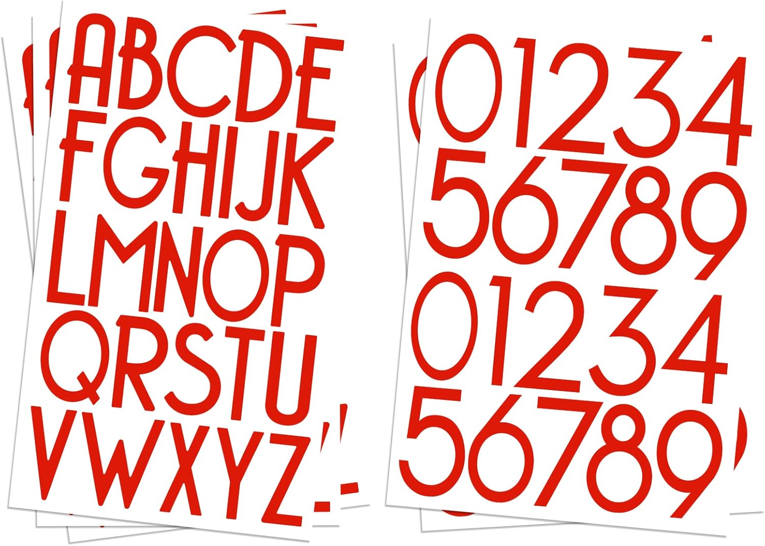 Kit de letras del alfabeto de vinilo autoadhesivo rojo de 2 pulgadas, números de buzón moderno para buzón, letreros, ventanas, puertas, automóviles,
