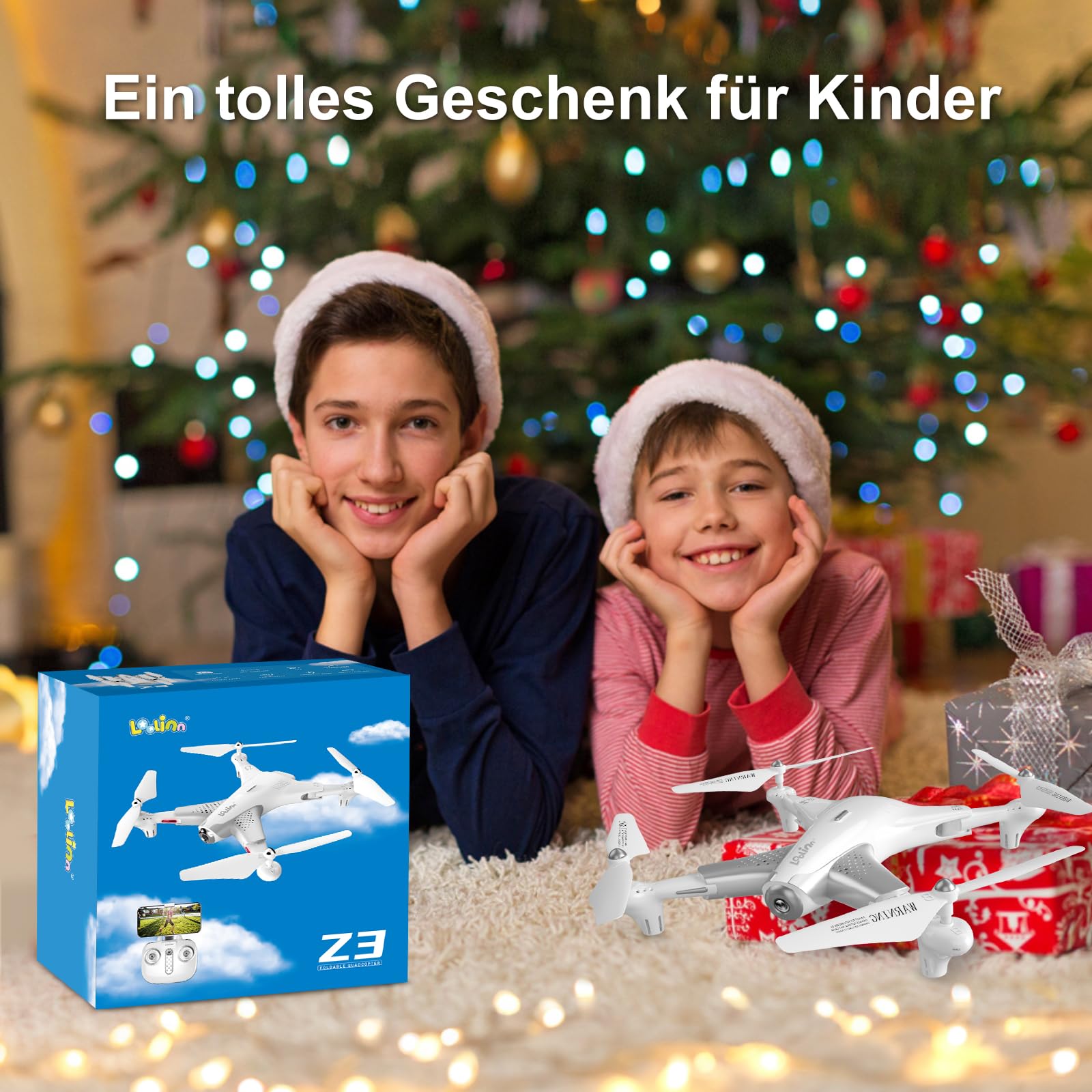 Loolinn | Drohne Quadrocopter mit Kamera HD für Kinder ab 12 Jahren als Geschenk - Optischer Flusspositionierungs, Sehr stabiler Flug, 60 Minuten lange Flugzeit, 360°-stunts, Geprüftes C0-Zertifikat