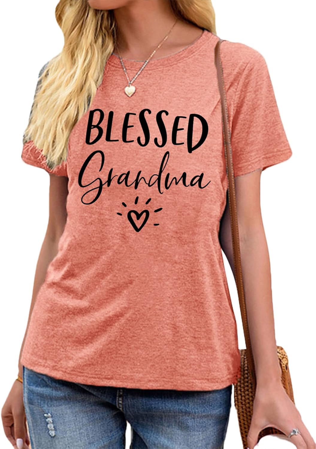 MAIHUN Blessed Grandma Shirt for Women Grandmother Heart Graphic Tees Grandma Gift T-Shirt Tops Green - Image 3