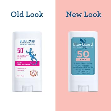 Blue Lizard BABY Mineral Sunscreen Stick with Zinc Oxide, SPF 50+, Water Resistant, UVA/UVB Protection - Easy to apply, Fragrance Free, .5 oz