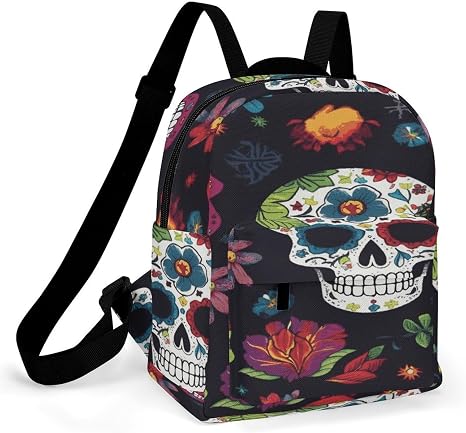 Flower Cactus Sugar Skull Casual Daypack Personal Item Bag Backpack