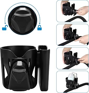 Accmor Universal Walker Cup Holder with Phone Holder, Wheelchair Cup Holder, 360 Rotatable Bottle Holder for Wheelchair, Walker, Scooter