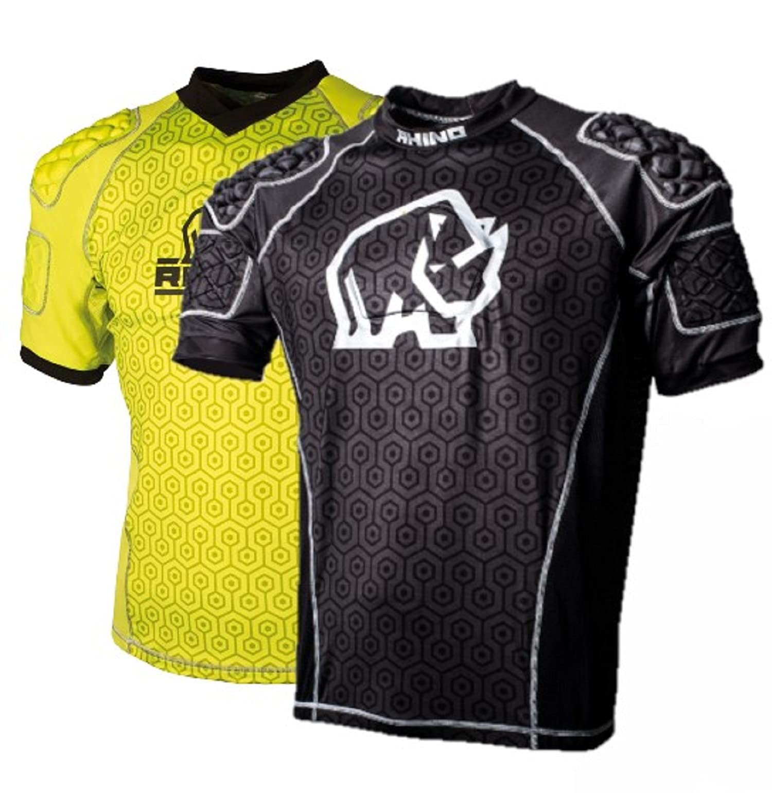 2022 Rhino Rugby Pro Body Protection Shoulder Pads Top Adult (Black, Small)