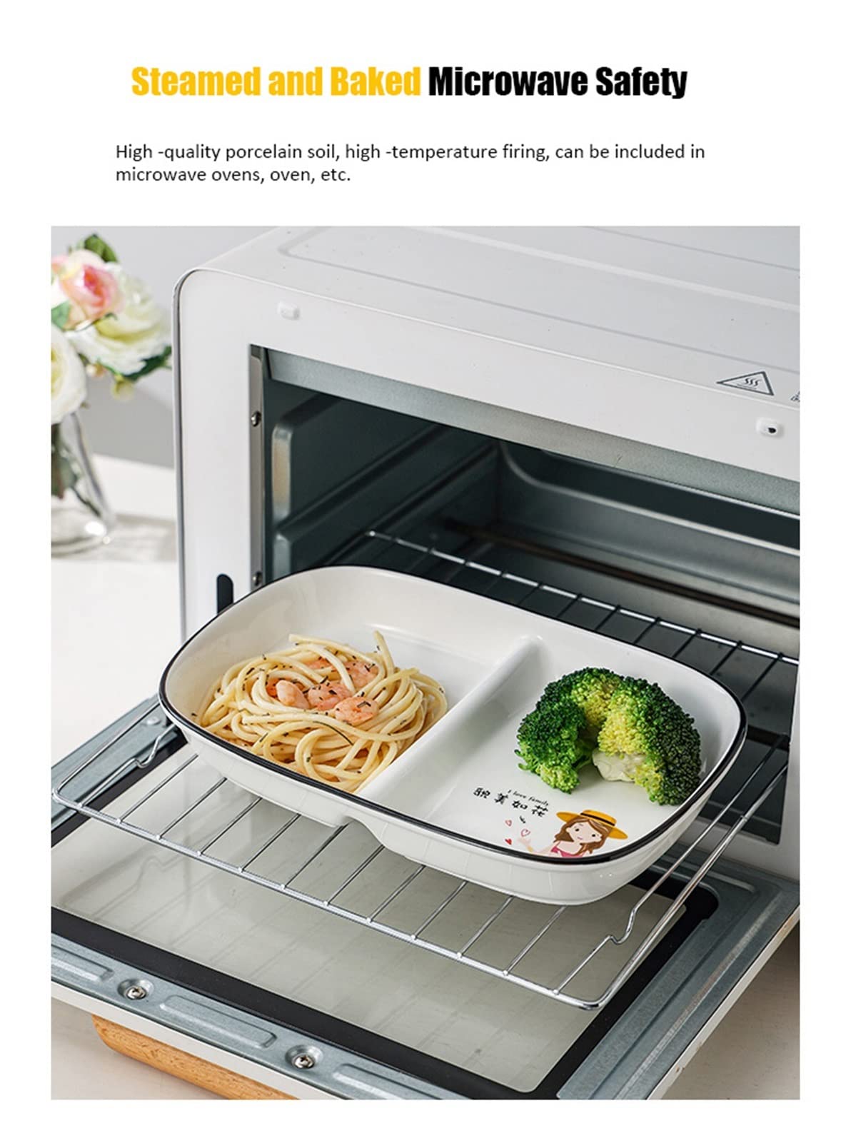 Assiette plate divisée, assiette de contrôle des portions à 2 compartiments 211 Vaisselle spéciale for les repas diététiques de remise en forme Passe au micro-ondes et au lave-vaisselle ( Color : A ,