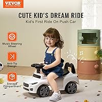 Vista 2 de VEVOR Auto de empuje para niños pequeños, a partir de 19 meses, corredor de paseo, juguete para niños pequeños sentado a pie, auto de paseo
