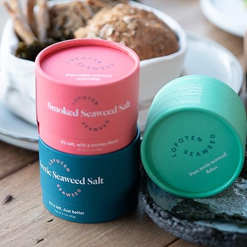 Lofoten Seaweed Paquete de regalo de 3 cajas de condimento de algas marinas y sal Arctic Norway y muestra vegana sin gluten