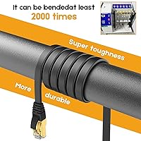 Vista 6 de Ercielook Cable Ethernet de alta velocidad de 75 pies, cable de Internet plano blindado CAT8 con clips, más rápido que el cable LAN Cat7, color Negro