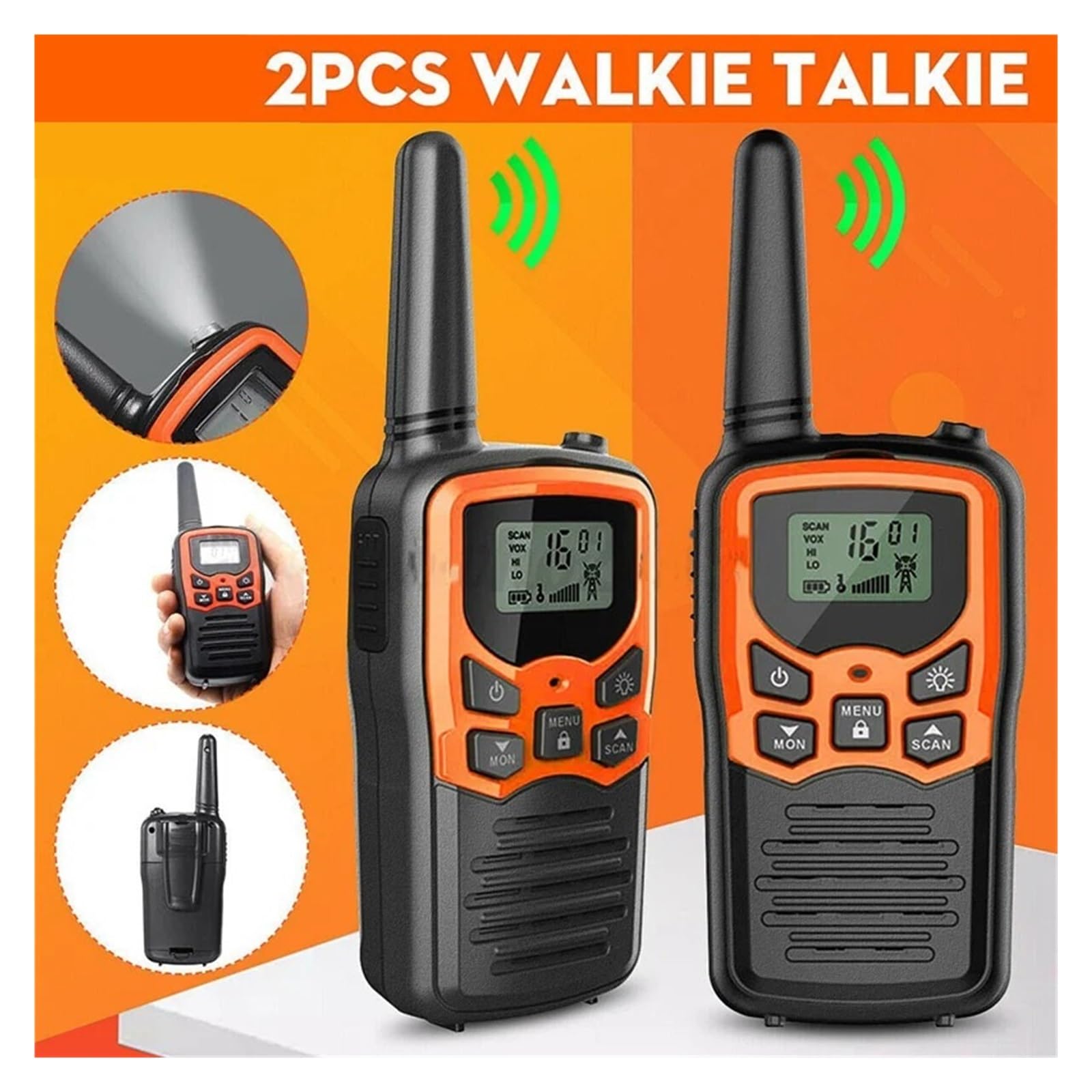 2 Sztuki Przenośne Radio Walkie Talkie 22 Kanały Zestaw 10 Km Uhf 400-470 MHz Dwuzakresowy Dalekiego Zasięgu Nadajnik-odbiornik HGC Czysta Transmisja GłOsu