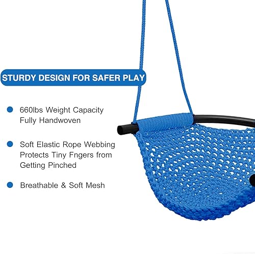 Miniatura 2 de RedSwing Asiento de columpio para niños, columpio para niños pequeños tejido a mano con cuerdas ajustables, juego de columpio seguro para niños,