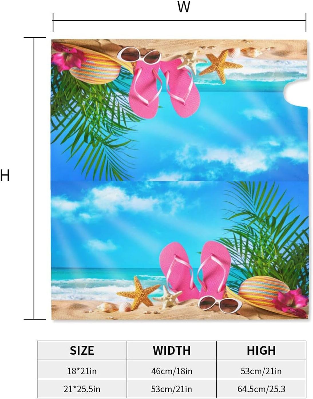 Starfish Shells Flip-Flops Hat and Sunglasses On Beach Mailbox Cover Magnetic Summer Mailbox Wraps Post Box Cover Décor 21x18 in