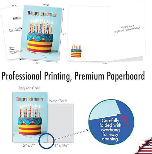 Miniatura 3 de NobleWorks - Tarjeta de papel de cumpleaños con sobre de 5 x 7 pulgadas (1 tarjeta) Pasteles Brillantes - de cumpleaños - Rayas C10346ABDG