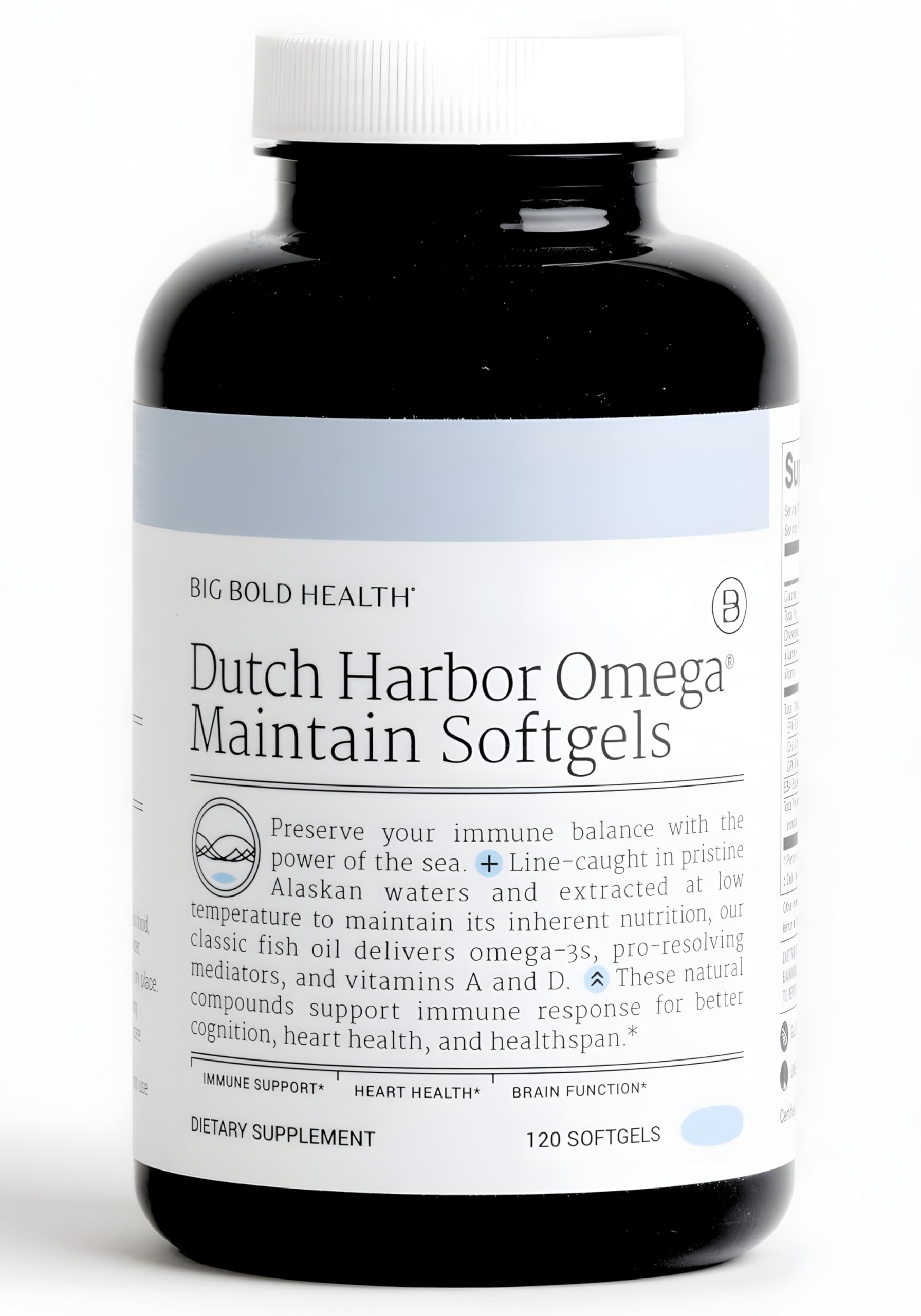 Big Bold Health Dutch Harbor Omega Maintain Softgels - Premium Alaskan Cod Liver Oil (120 Count) - Sustainably Sourced Omega-3 Supplement with EPA, DHA, DPA - Natural Vitamins A & D - MSC Certified