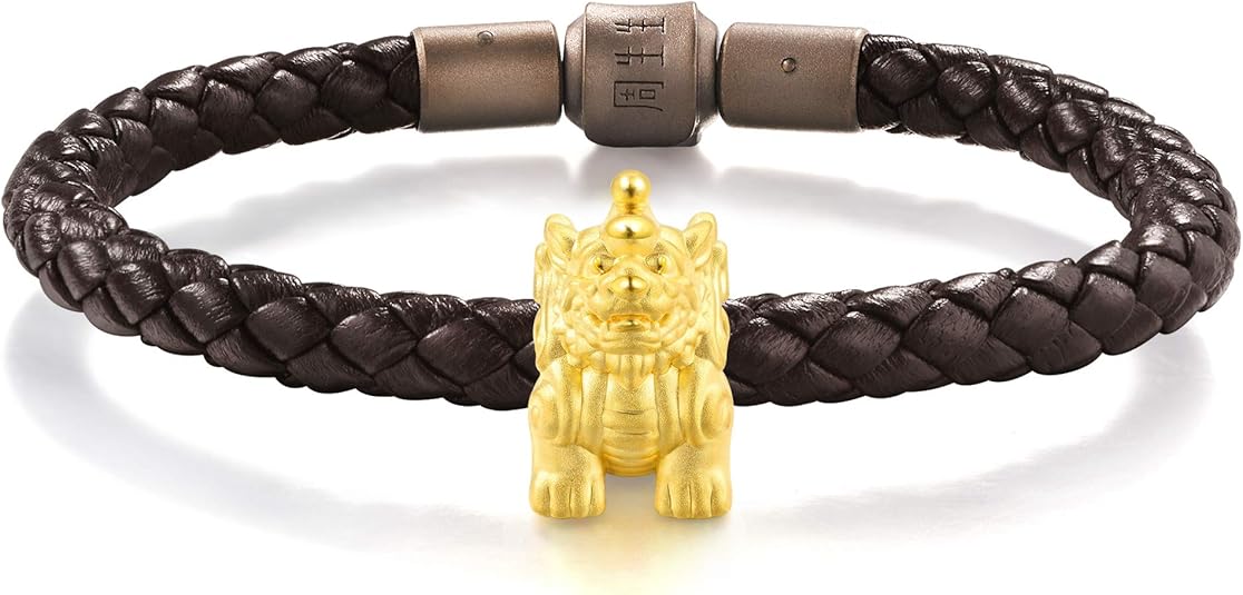 CHOW SANG SANG 999 Gold Wade-Giles Pixiu Noir Charm Bracelet for Men & Women 86330C