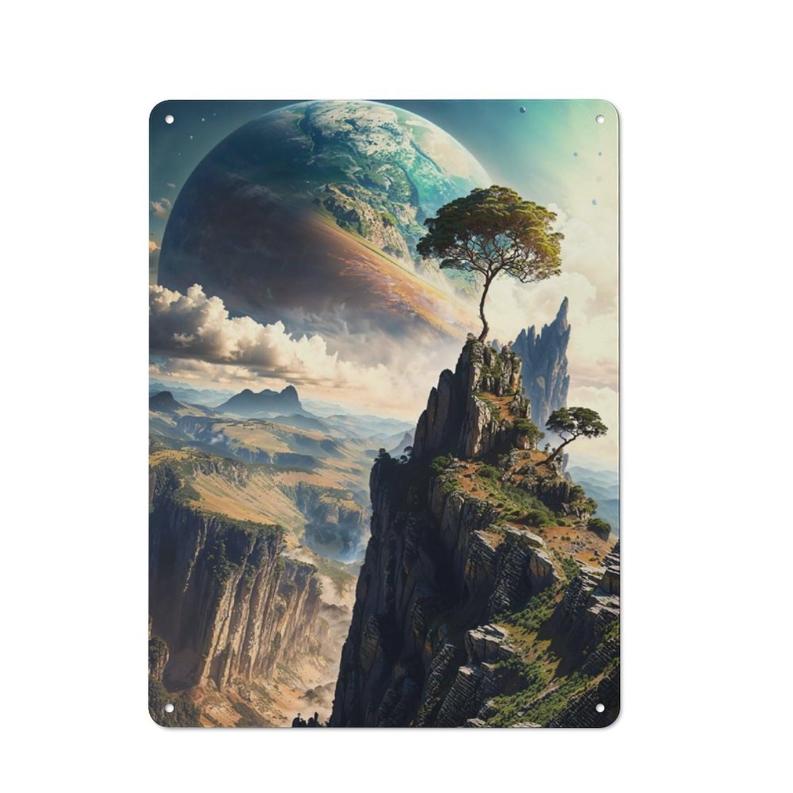 Junmoney Galactic Eden Panorama Metal Plaque 40X30cm With For Workshop Wall, Retro Decor, For Garage, Workshop And Man Cave Decoration
