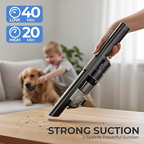 Miniatura 2 de Apical Life Aspiradora de mano inalámbrica, succión fuerte de 13000 Pa, diseño ligero y portátil 3 en 1, recargable con base de carga, ideal para